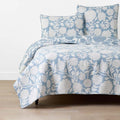 Feliciana Chrysanthemum Reversible Quilt - Blue, King/Cal. King