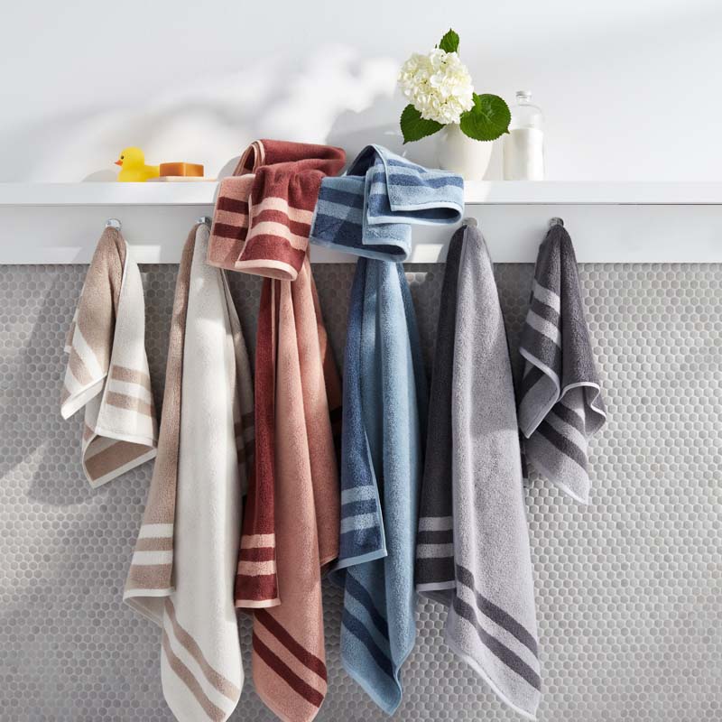 Mirage Aegean Cotton Reversible Stripe Hand Towel - Slate Gray