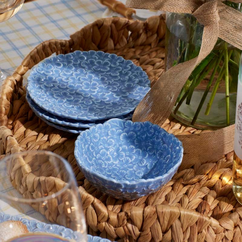 Hydrangea Dip Bowls, Set of 3 - Blue