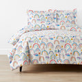 Magical Rainbows Classic Cool Organic Cotton Percale Duvet Cover Set - White Multi, Full/Queen