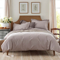 Classic Stripes and Plaids Cool Yarn-Dyed Cotton Percale Fitted Bed Sheet - Mini Check Brown, King