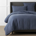 Premium Breathable Washed Linen Solid Duvet Cover - Denim Blue, King/Cal King