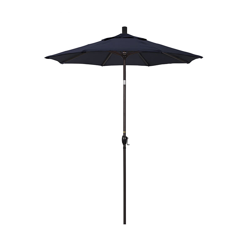 6' Round Outdoor Patio Umbrella, Aluminum with Push Button Tilt - Bronze Finish, Navy