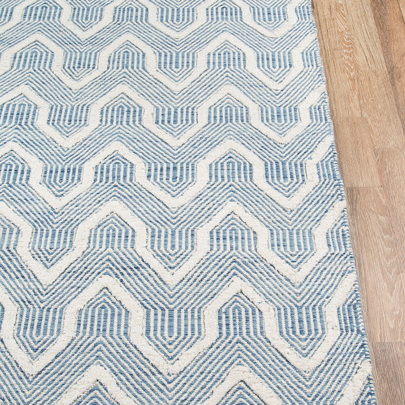 Arrow Stripe Handwoven Wool Rug - Blue, 8' x 10'