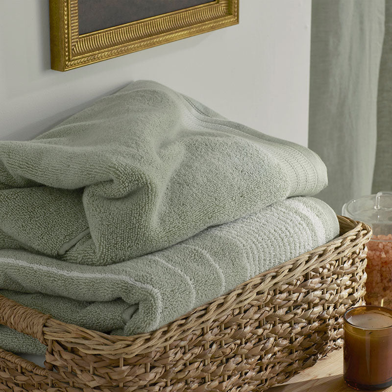Plush Spa Stripe Washcloths, Set of 2 - Light Willow